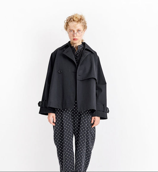 [Arriving Soon] Veritecoeur Short Trench Coat - Black
