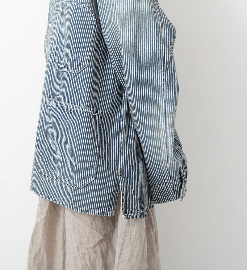 Veritecoeur Limited Version-Denim Worker Style Jacket- Hickory Stripe