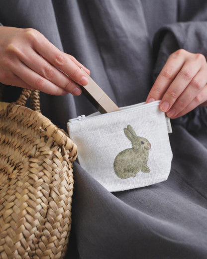 Fog Linen Work x Isabelle Boinot Linen Pouch - Rabbit & Carrot