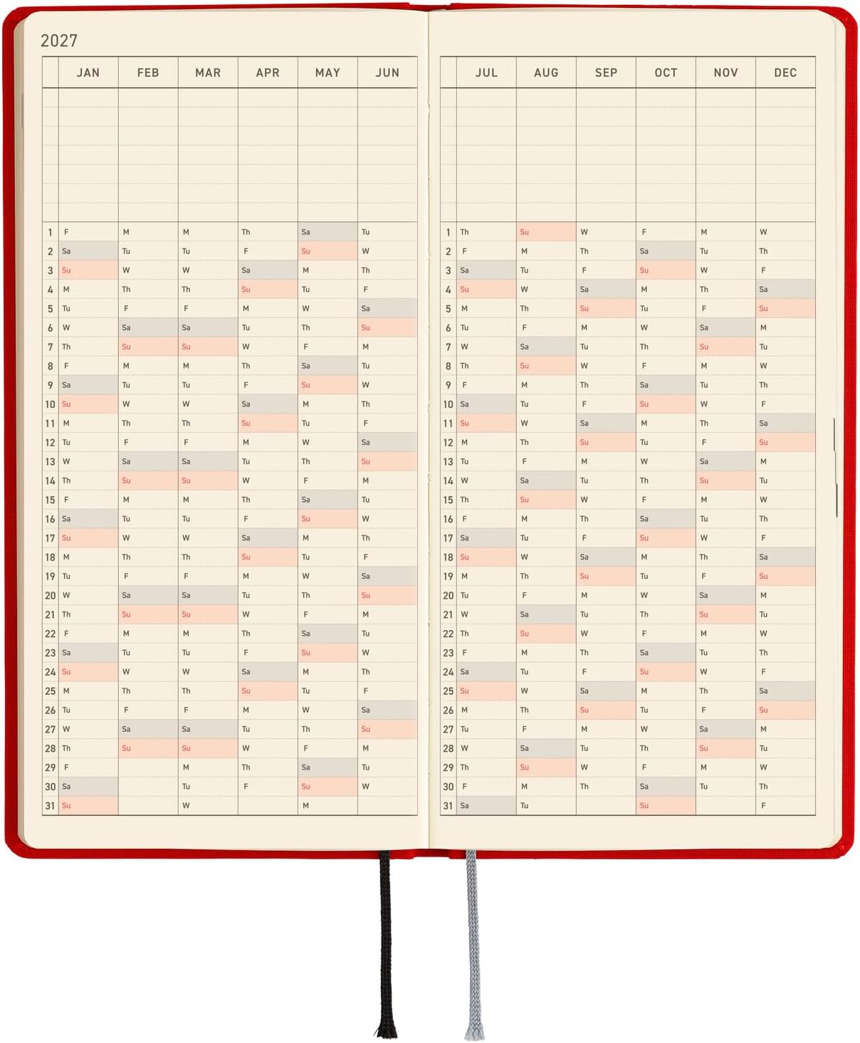 Hobonichi Techo 2027 Planner English Version - Poppy Red