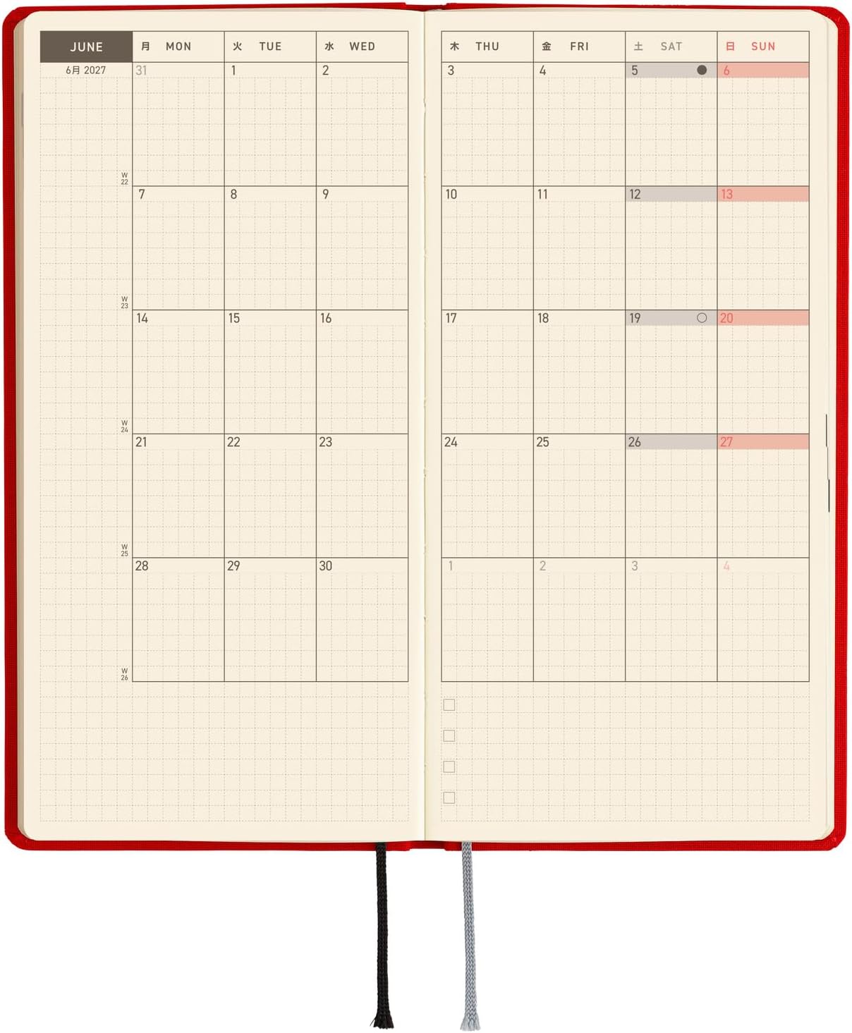 Hobonichi Techo 2027 Planner English Version - Poppy Red