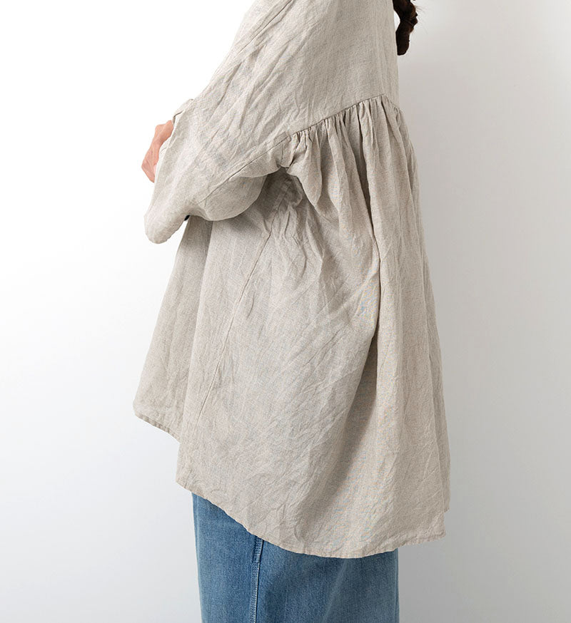 Veritecoeur Linen Gathered Blouse - Kinari (ST-167L)