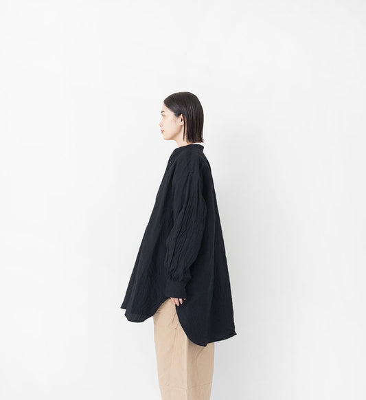 [Arriving Next Monday] Veritecoeur Wool Linen Yoke Shirt - Navy (One Size Fits All)