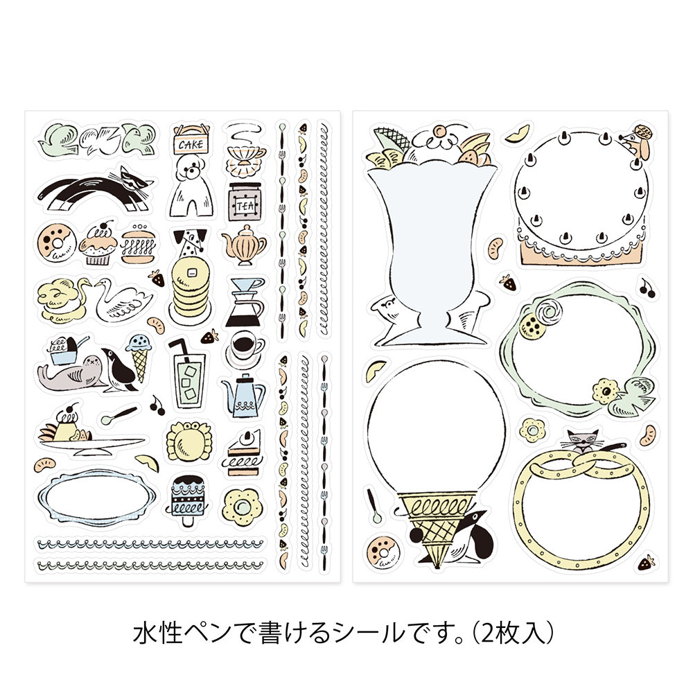 Midori Yuru Log Decoration Sticker 2 Sheets - Sweets & Animals