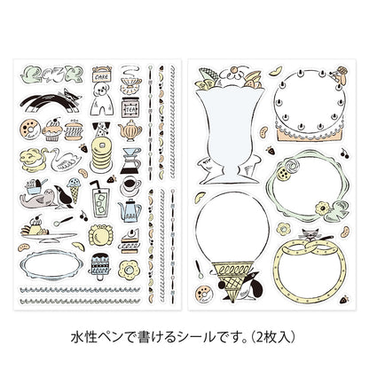 Midori Yuru Log Decoration Sticker 2 Sheets - Sweets & Animals