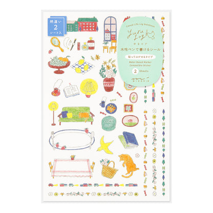 Midori Yuru Log Decoration Sticker 2 Sheets - Daily Life