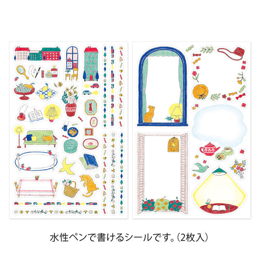 Midori Yuru Log Decoration Sticker 2 Sheets - Daily Life