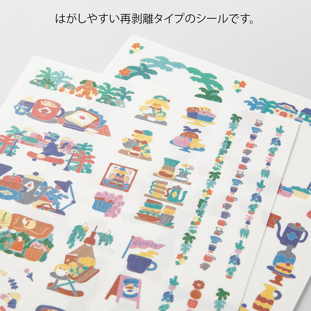 Midori Yuru Log Decoration Sticker 2 Sheets - Coffee Shop