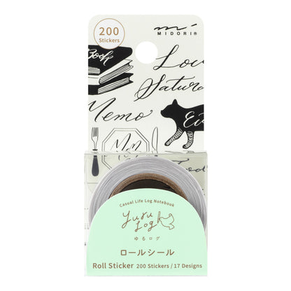 Midori Yuru Log Roll Sticker - Calligraphy