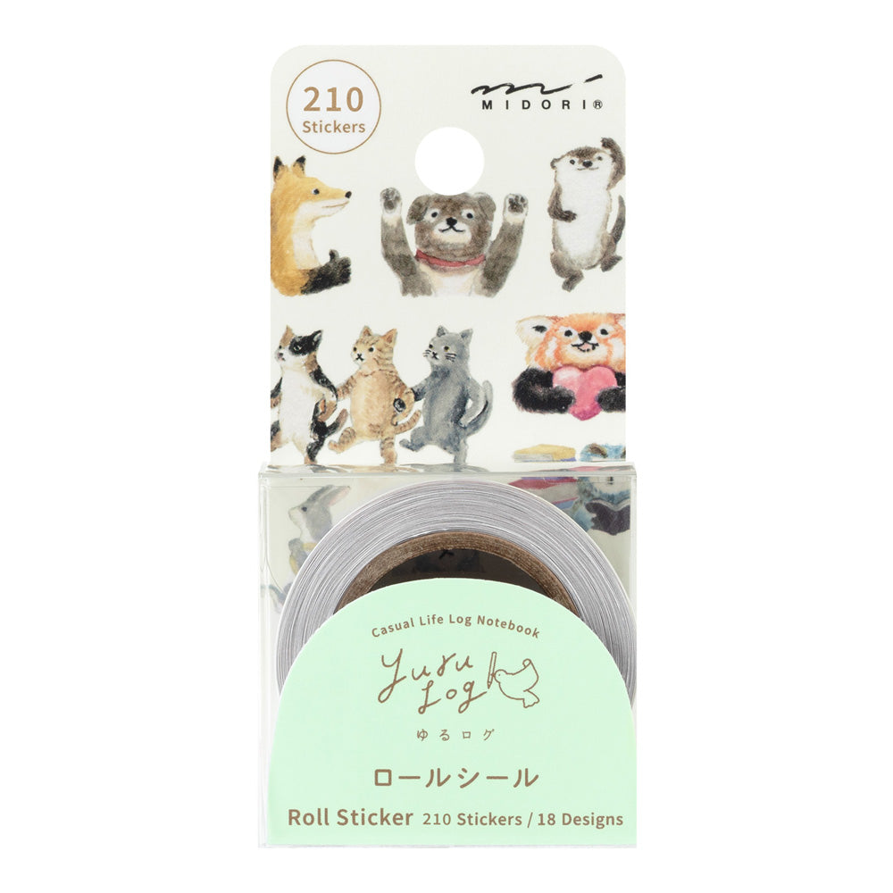 Midori Yuru Log Roll Sticker - Animals