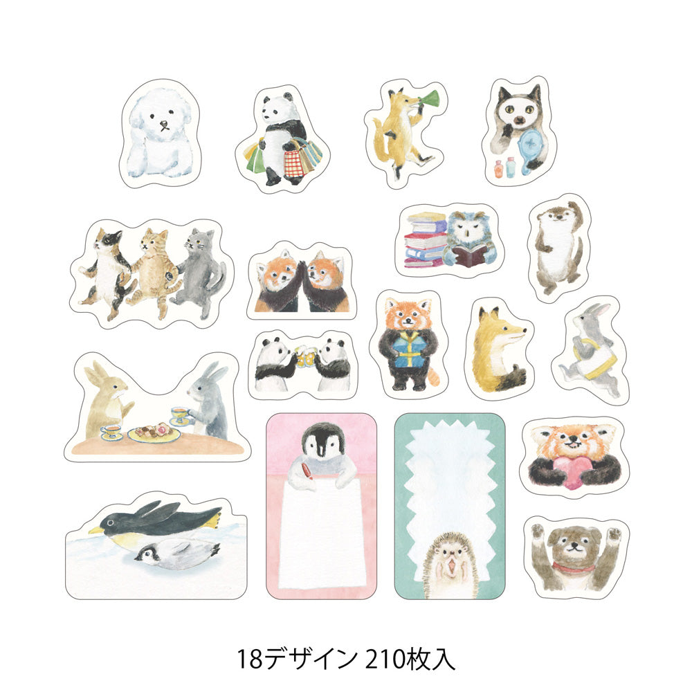 Midori Yuru Log Roll Sticker - Animals