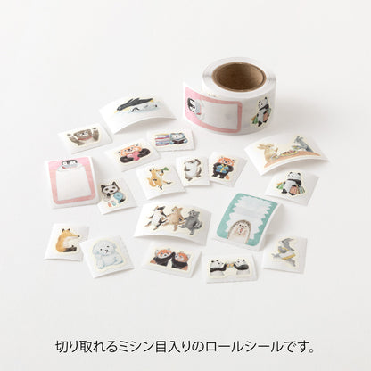 Midori Yuru Log Roll Sticker - Animals