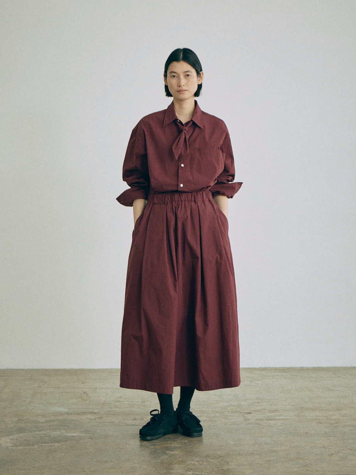 Nicholson & Nicholson Mira Washed Cotton Skirt - Wine