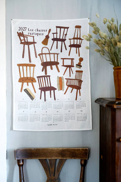 [Pre-order: Shipping Sep./Oct.]2027 Linen Calendar Les Chaises Rustique