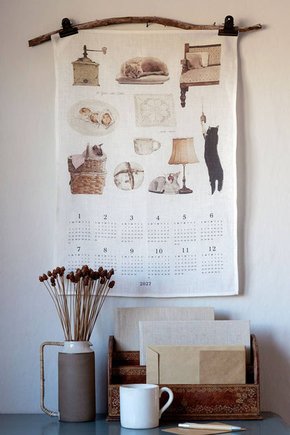 [Pre-order: Shipping Sep./Oct.]2027 Linen Calendar With Cats