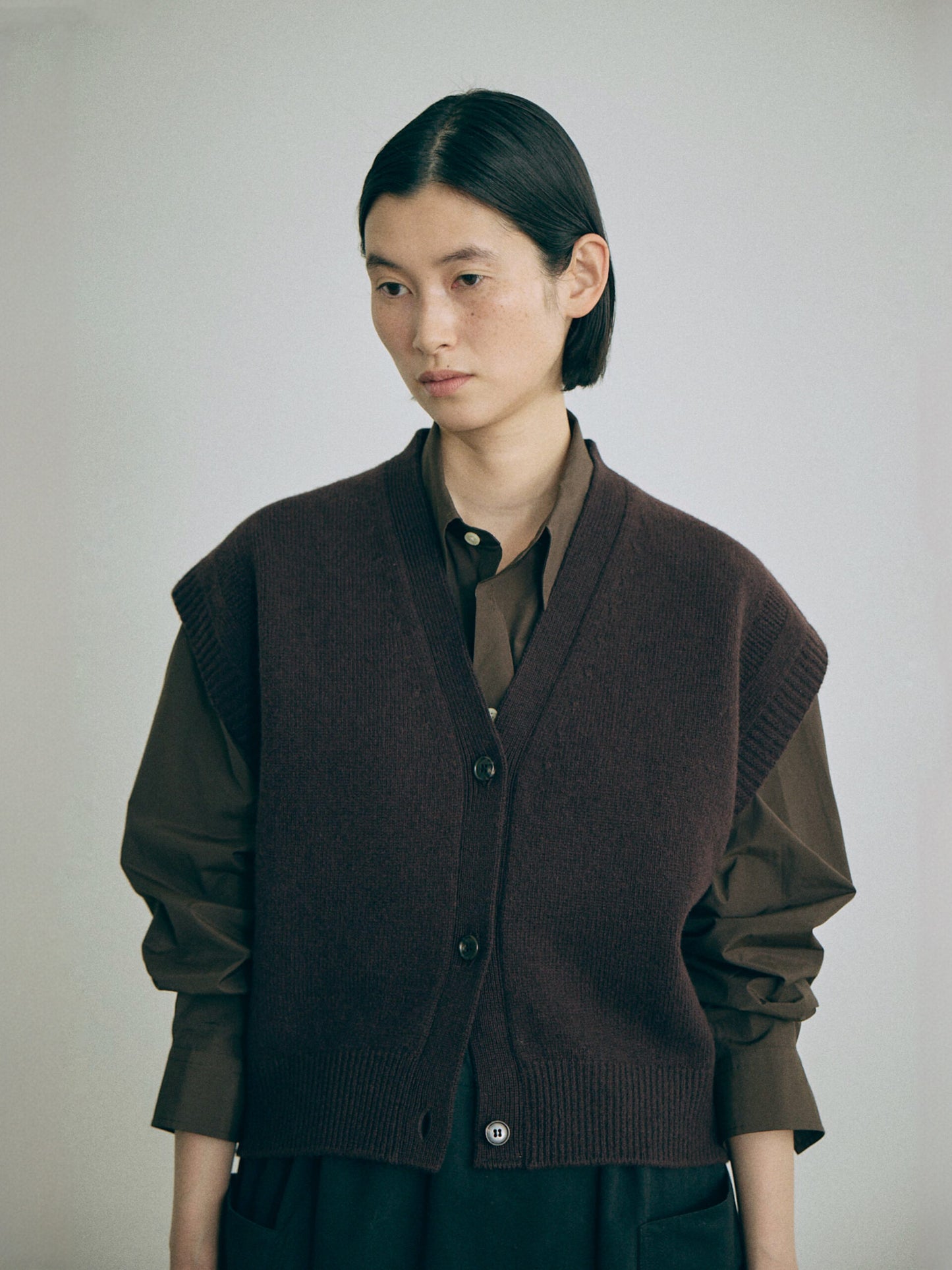 Nicholson & Nicholson Zoe Wool Knitted Vest - Brown