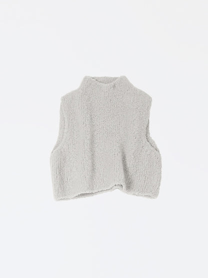 evam eva Alpaca Boa Vest - Antique White (E243K175)