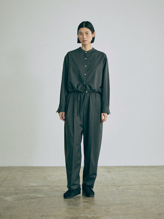 Nicholson & Nicholson Lucy Stretched Wool Blouse - Charcoal Stripe