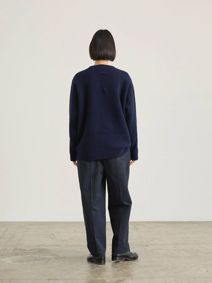 Nicholson & Nicholson Wavy Wool Knitted Sweater - Navy