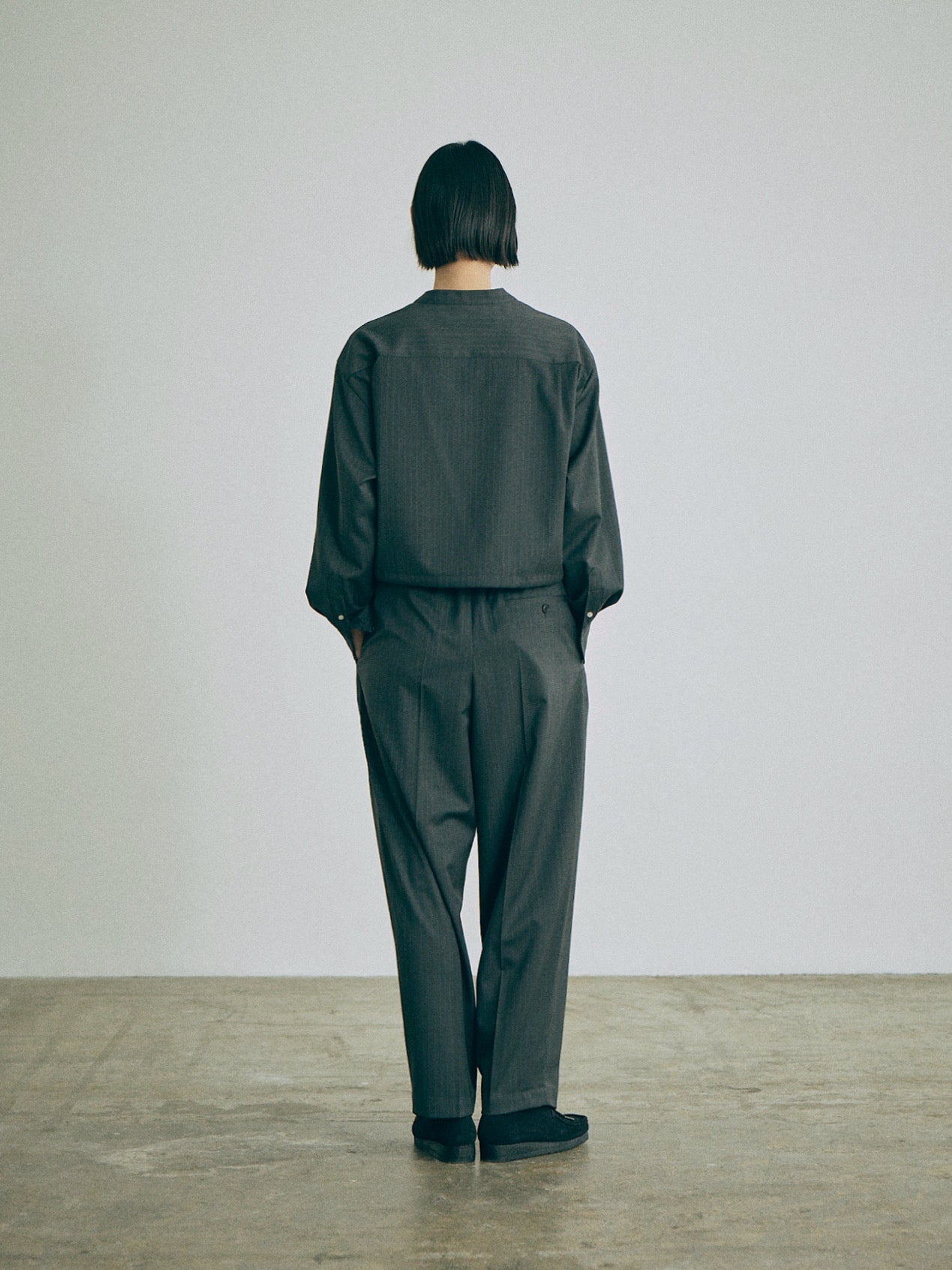 Nicholson & Nicholson Lucy Stretched Wool Blouse - Charcoal Stripe