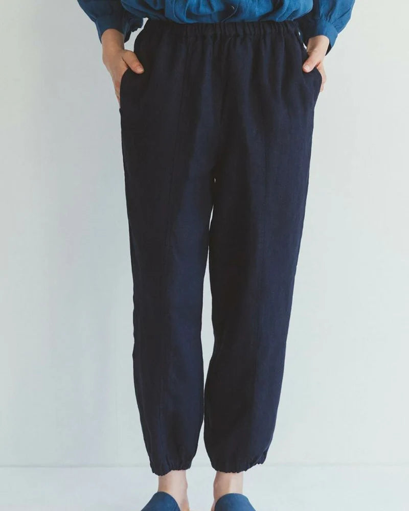 Fog Linen Work Linen Lorella Pants - Navy