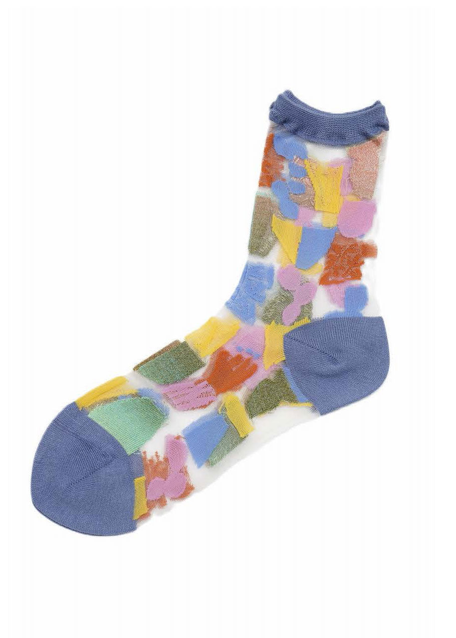 M. & Kyoko Wool Cotton Socks - Blue (1121)