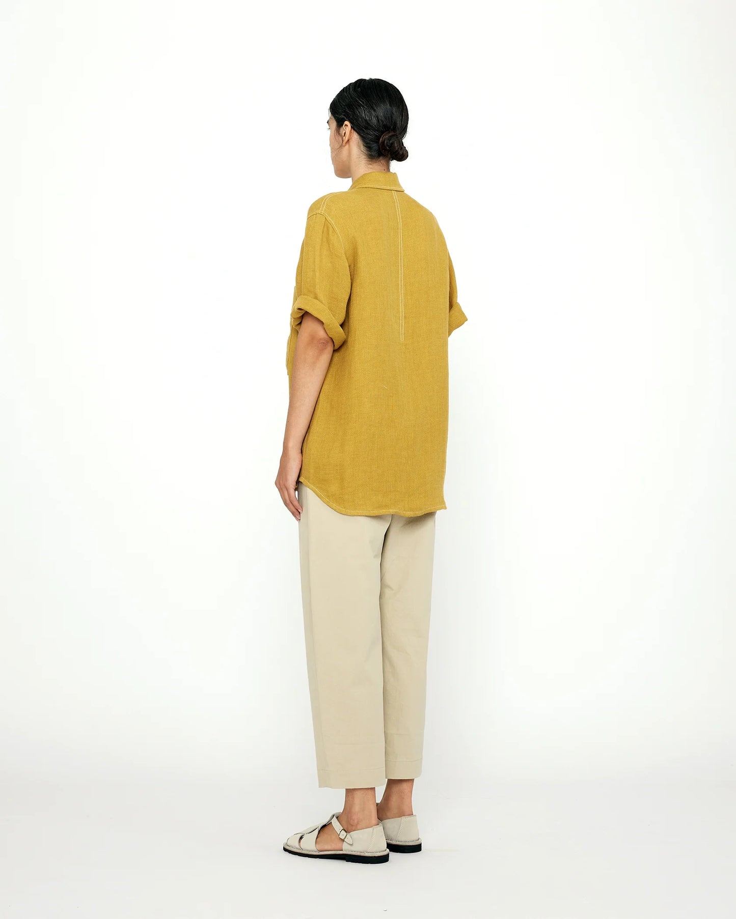 7115 by Szeki Double Pockets Short Sleeves - Mustard
