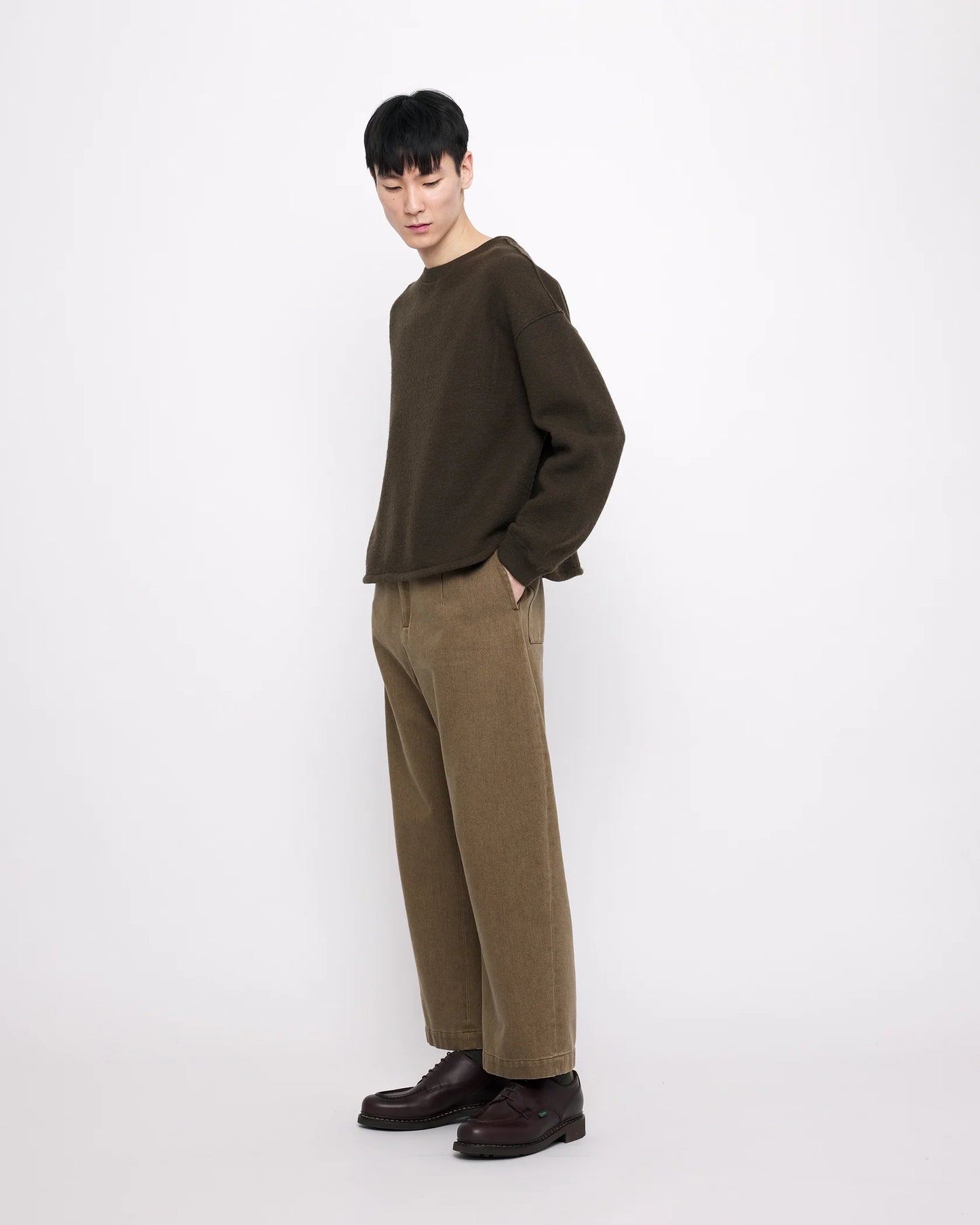 7115 by Szeki Sand-washed Tailored Curve Legged Trouser - Washed Walnut