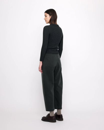 7115 by Szeki Sand-washed Tailored Curve Legged Trouser - Washed Black