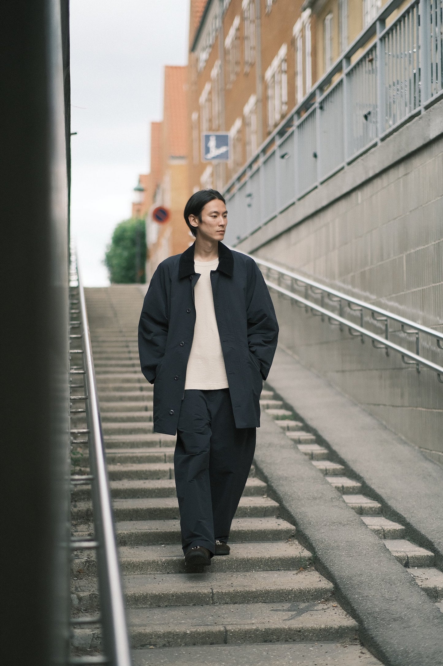 7115 by Szeki Unisex Mid-Length Duster - Navy