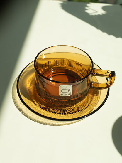 HIROTA Showa Style Coffee Cup & Saucer - Amber