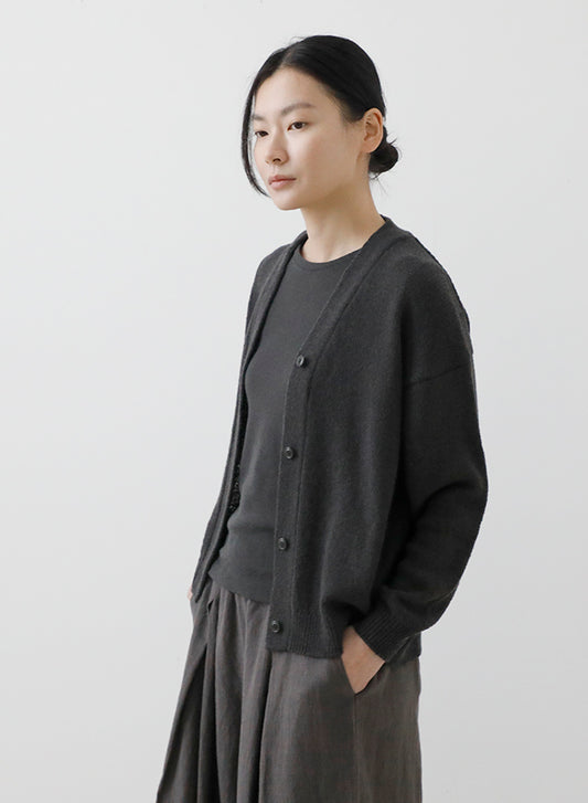 evam eva Wool Lily Cardigan - Stone Gray