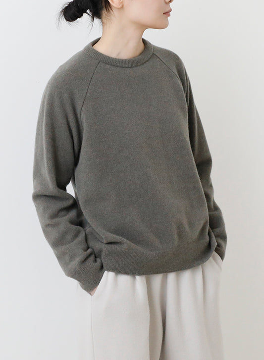 evam eva Press Wool Raglan Pullover - Moss