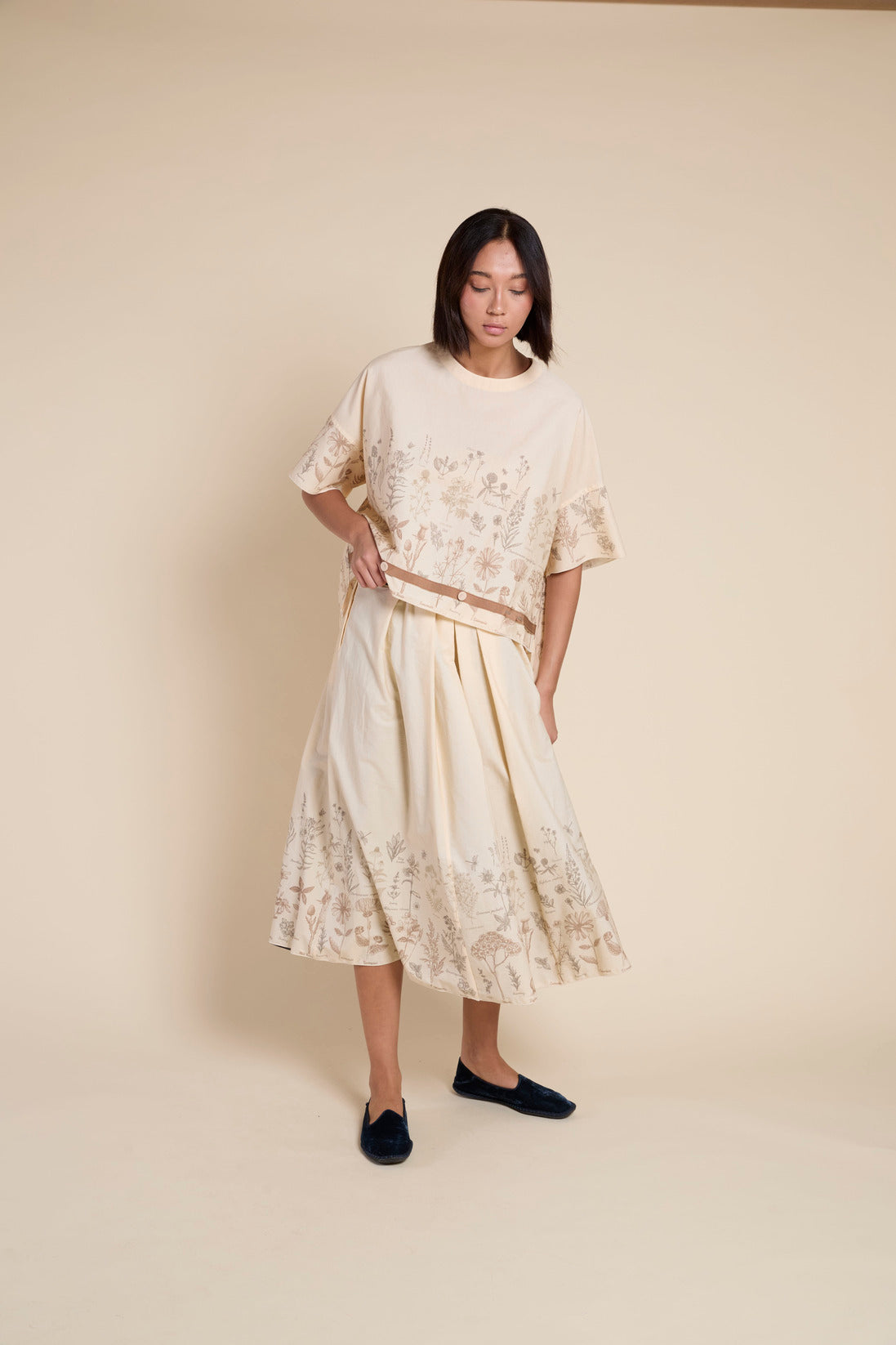 Francesca Marchisio Revcarre Printed Top - Butter Herbarium Print