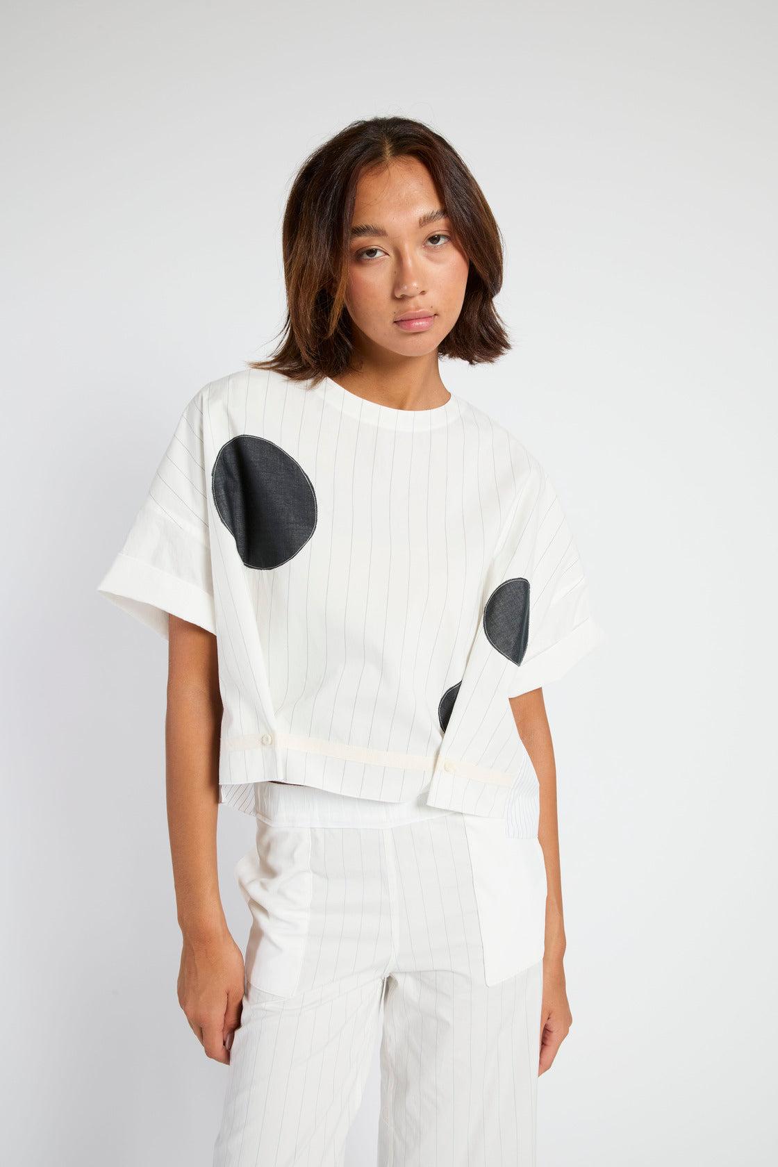 Francesca Marchisio Revcarre Stripe Top - Mixed Stripe Black