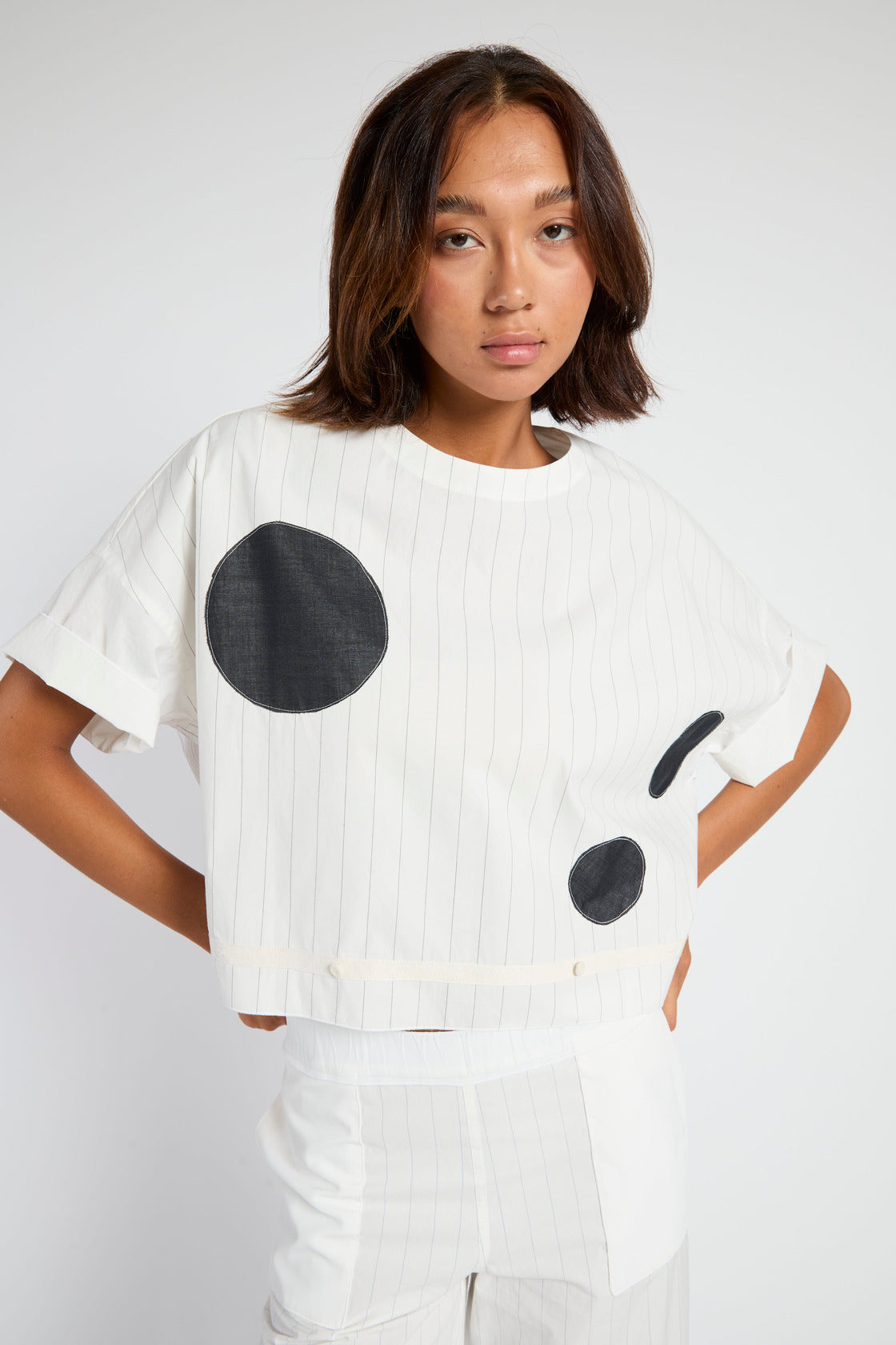 Francesca Marchisio Revcarre Stripe Top - Mixed Stripe Black