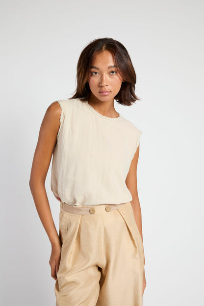 Francesca Marchisio Reversible Cotton Silk Top - Butter/Pink Coral