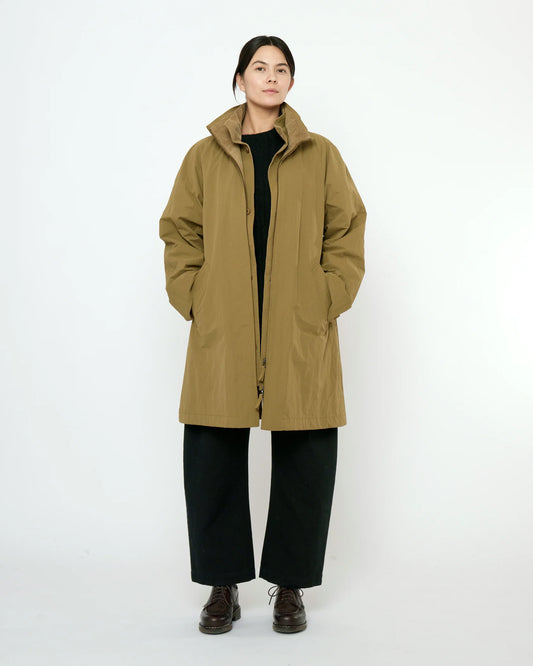 7115 by Szeki Unisex Double Collar Overcoat (Water-Repellent) - Kelp