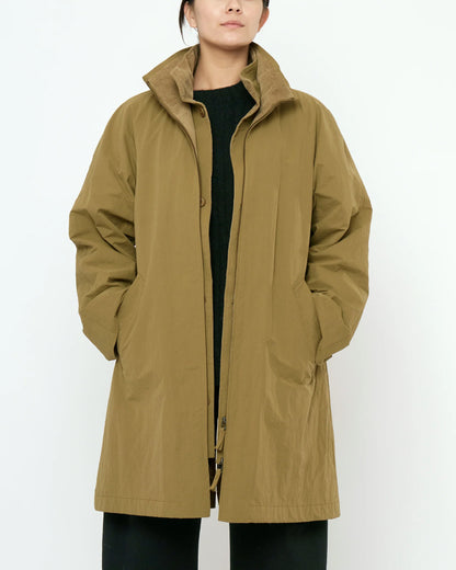 7115 by Szeki Unisex Double Collar Overcoat (Water-Repellent) - Kelp