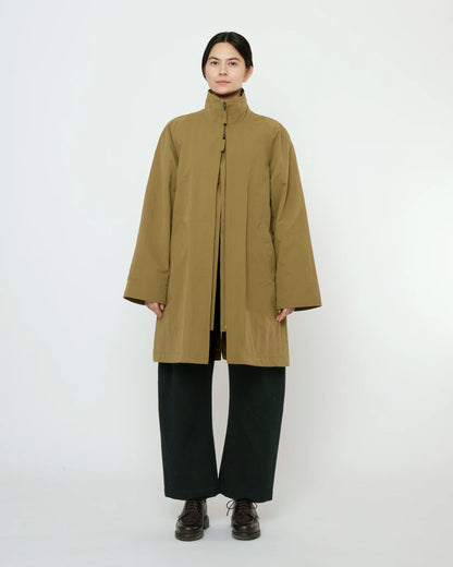 7115 by Szeki Unisex Double Collar Overcoat (Water-Repellent) - Kelp