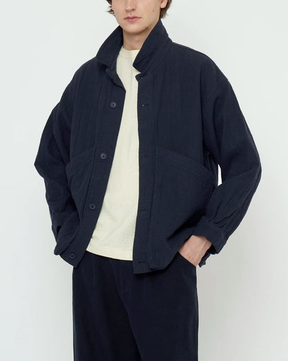 7115 by Szeki Unisex Signature Panel Pockets Shirt Jacket - Textured Edition - Navy