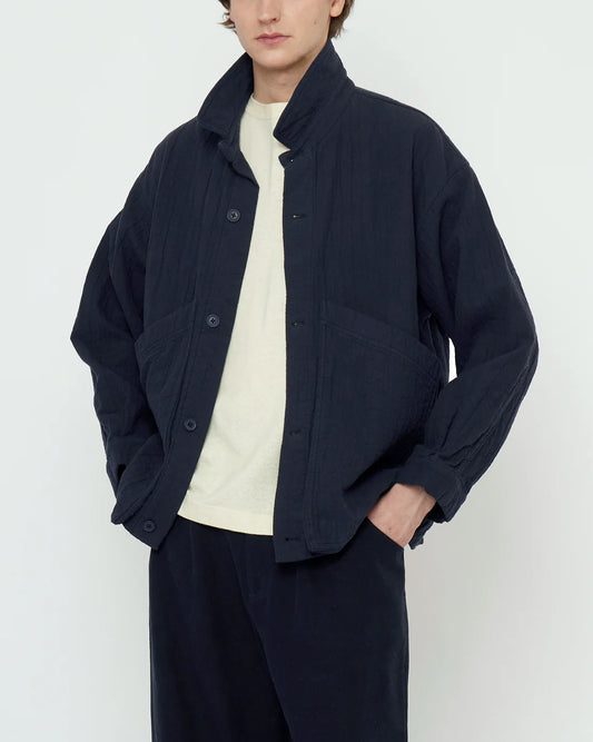 7115 by Szeki Unisex Signature Panel Pockets Shirt Jacket - Textured Edition - Navy
