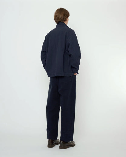 7115 by Szeki Unisex Signature Panel Pockets Shirt Jacket - Textured Edition - Navy