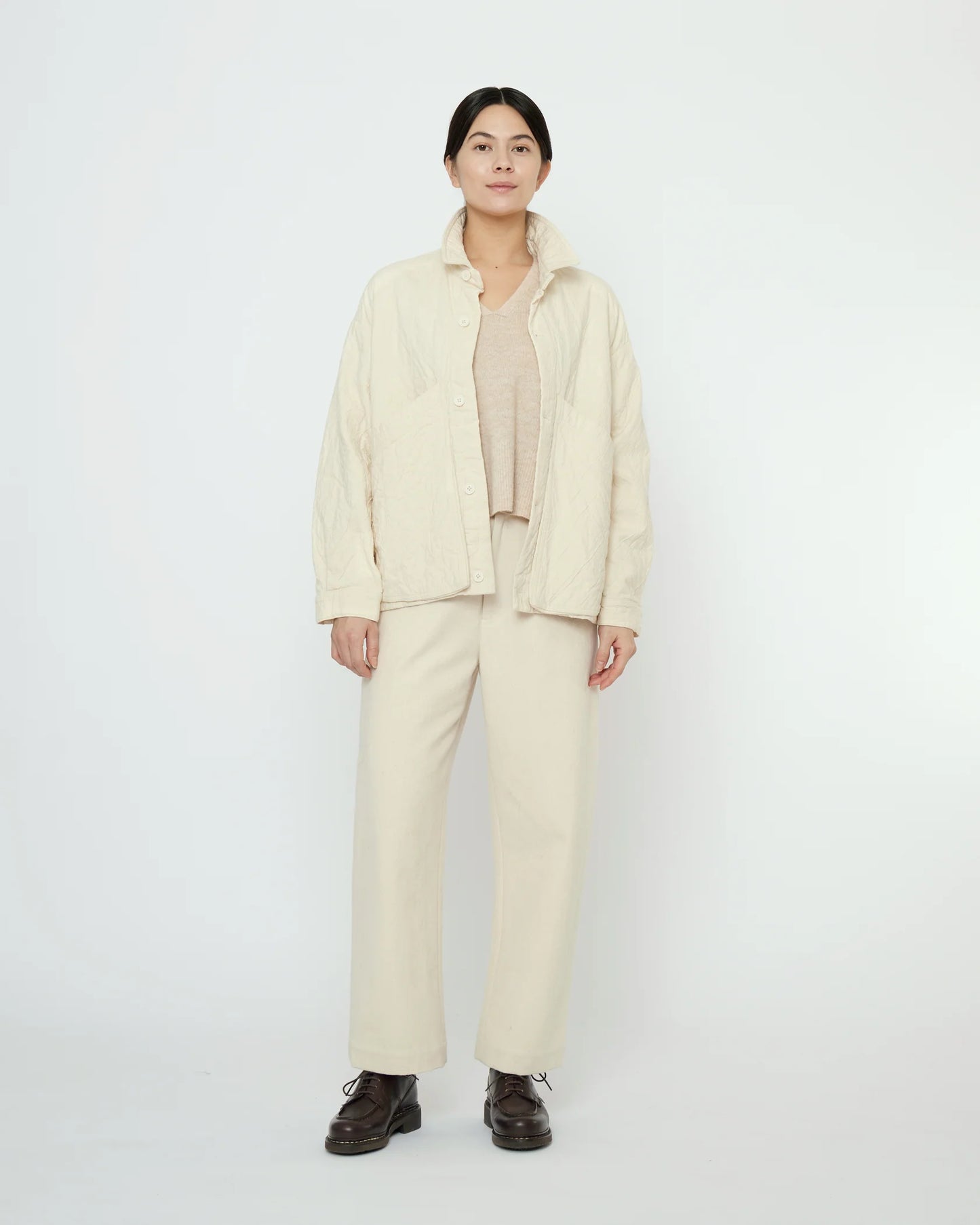 7115 by Szeki Unisex Signature Panel Pockets Shirt Jacket - Textured Edition - Bone