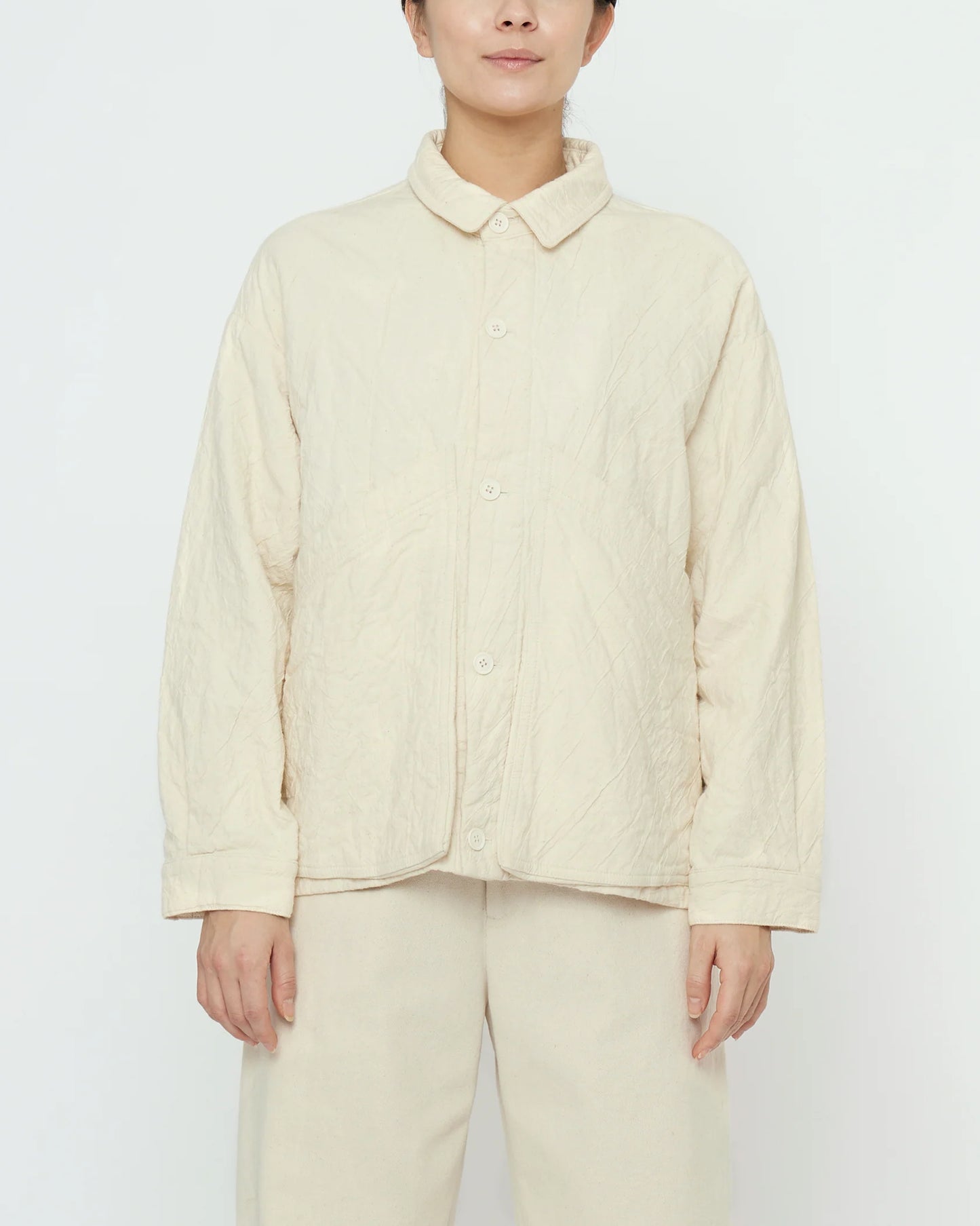7115 by Szeki Unisex Signature Panel Pockets Shirt Jacket - Textured Edition - Bone