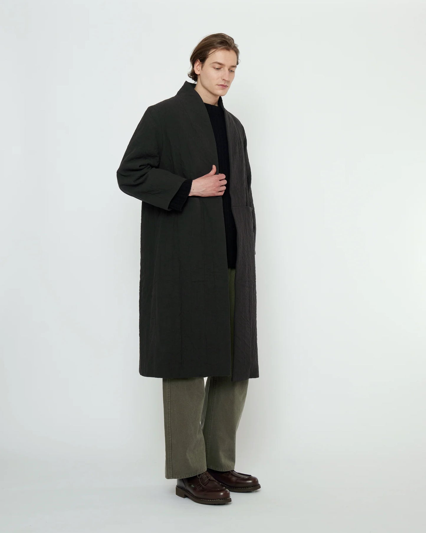 7115 by Szeki Unisex Signature Open Fall Coat - Textured Edition - Black