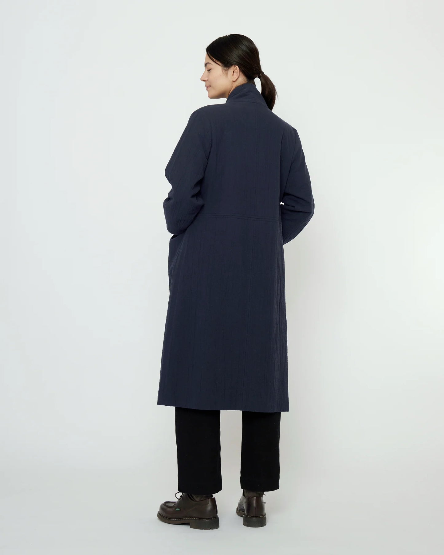 7115 by Szeki Unisex Signature Open Fall Coat - Textured Edition - Navy