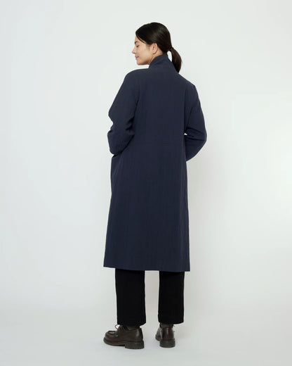 7115 by Szeki Unisex Signature Open Fall Coat - Textured Edition - Navy