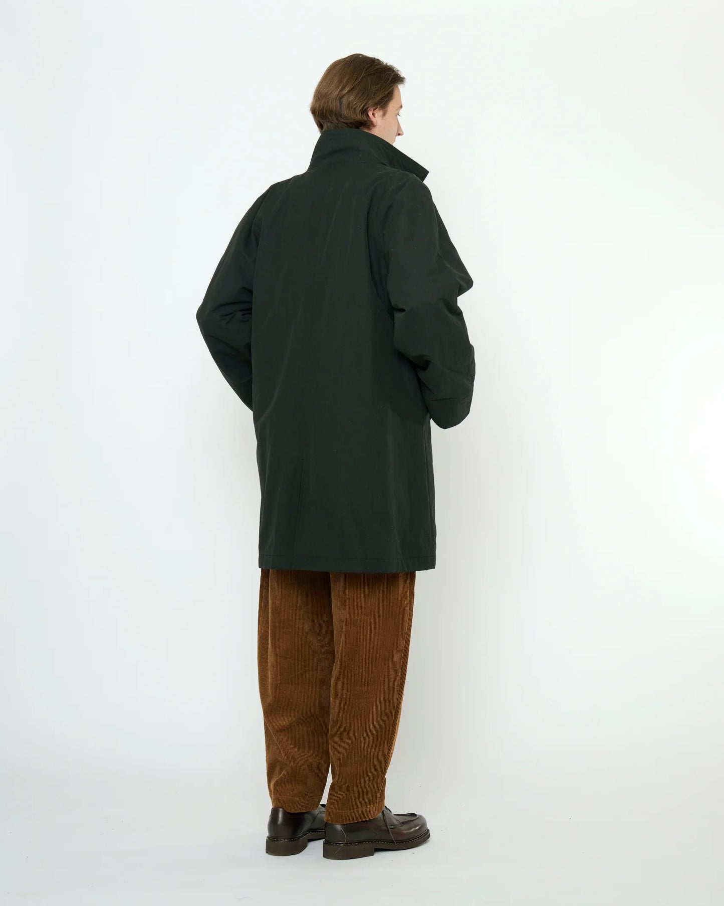 7115 by Szeki Unisex Double Collar Overcoat (Water-Repellent) - Black