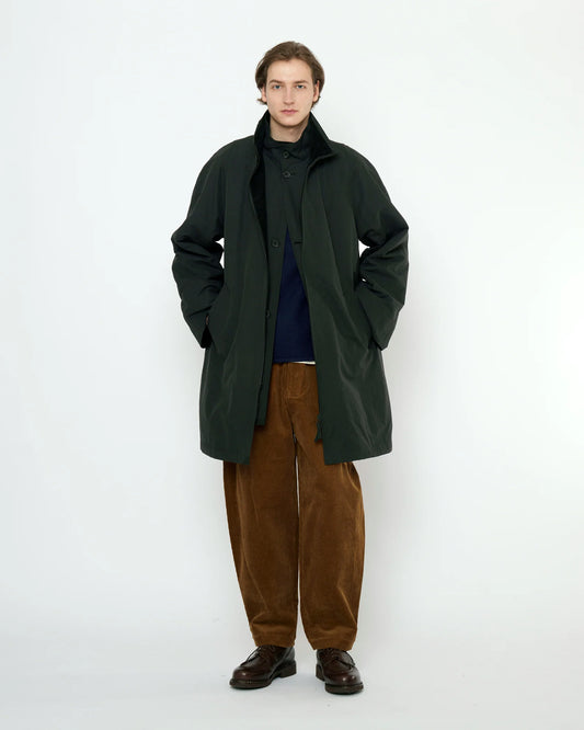 7115 by Szeki Unisex Double Collar Overcoat (Water-Repellent) - Black
